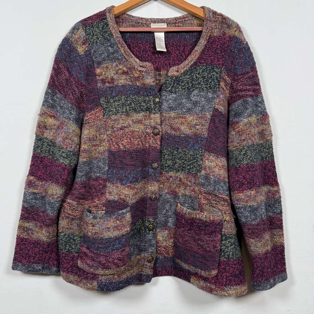 Koret beautiful vintage patchwork button up cardigan, Size 1X, Great Condition!